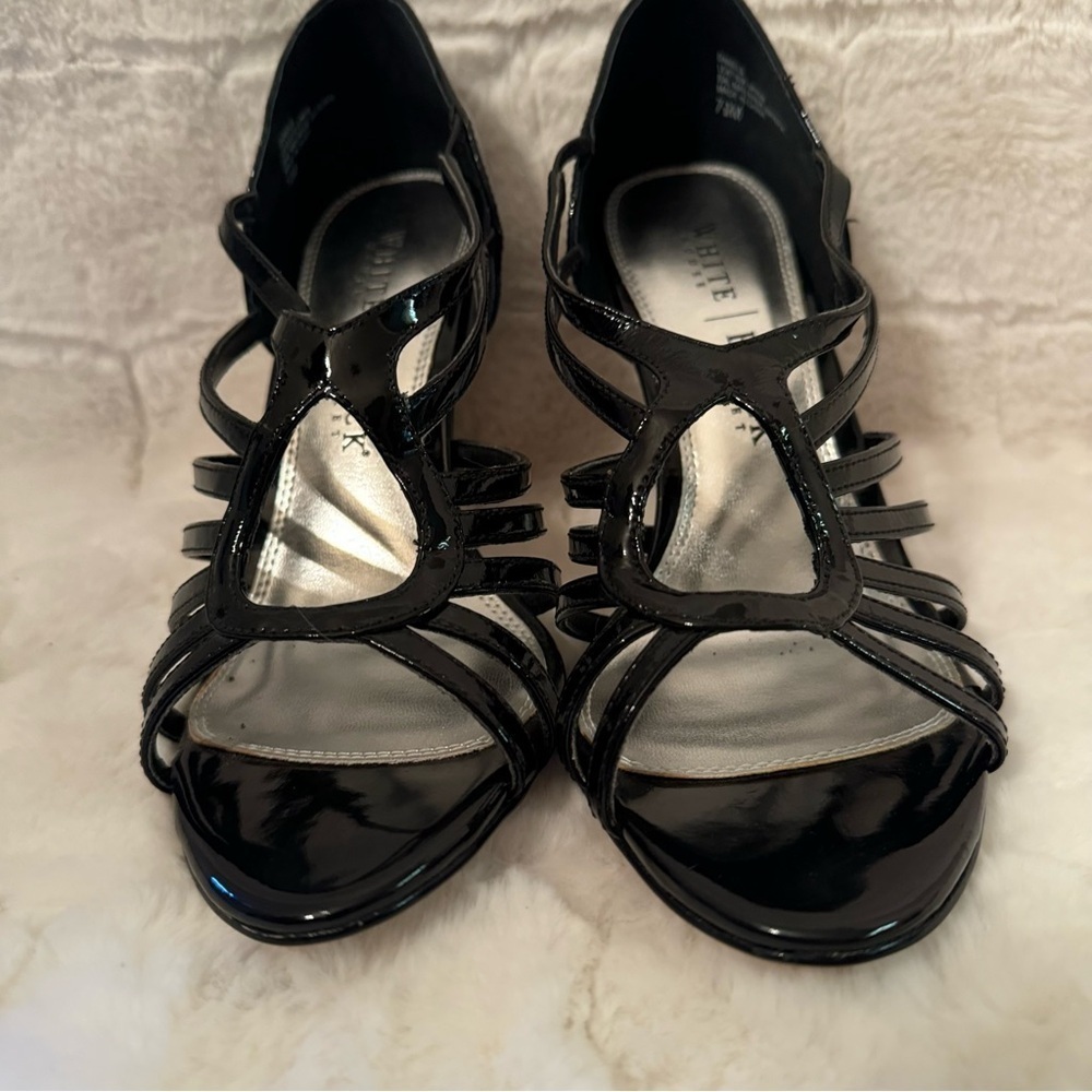 White House Black Market Black Strappy Heels Size 7.5 NEW 4 inch Heel - Picture 4 of 12